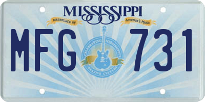 MS license plate MFG731