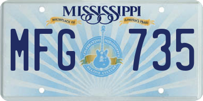 MS license plate MFG735