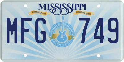 MS license plate MFG749