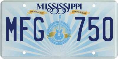 MS license plate MFG750