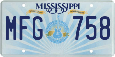 MS license plate MFG758