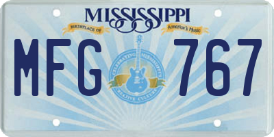 MS license plate MFG767