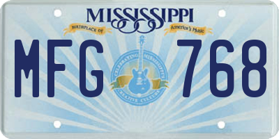MS license plate MFG768
