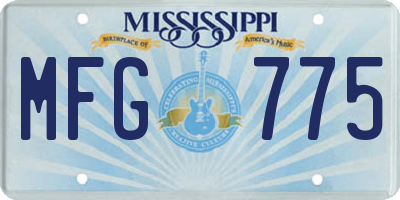 MS license plate MFG775