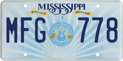 MS license plate MFG778