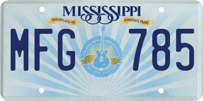 MS license plate MFG785