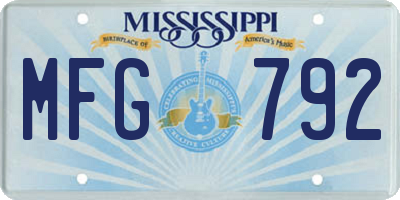MS license plate MFG792
