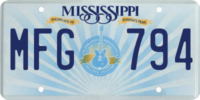 MS license plate MFG794
