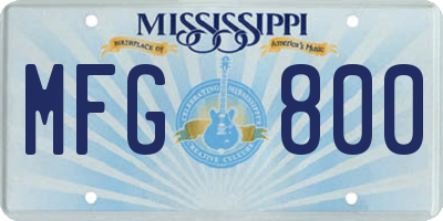 MS license plate MFG800