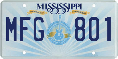 MS license plate MFG801