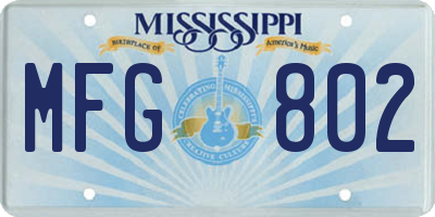 MS license plate MFG802
