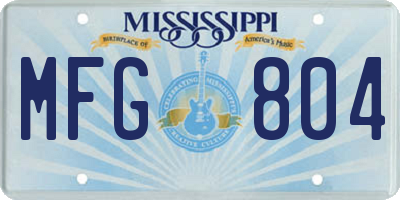 MS license plate MFG804