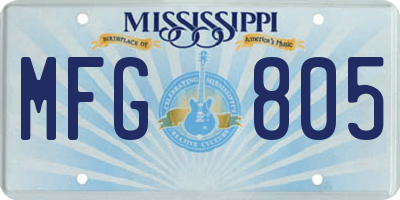 MS license plate MFG805