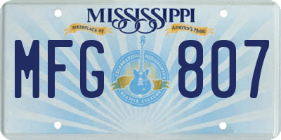 MS license plate MFG807