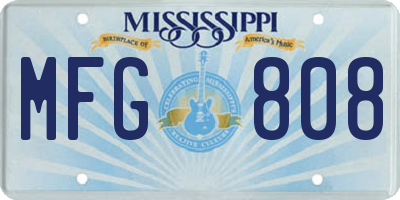 MS license plate MFG808