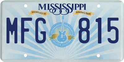 MS license plate MFG815