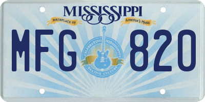 MS license plate MFG820