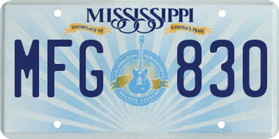 MS license plate MFG830