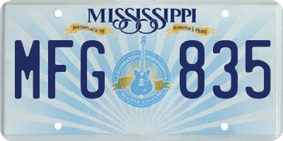 MS license plate MFG835