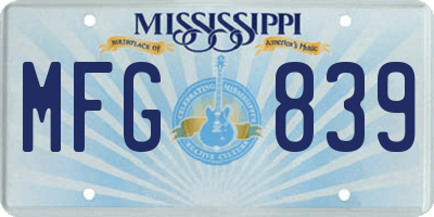 MS license plate MFG839