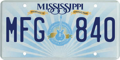 MS license plate MFG840