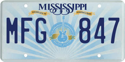 MS license plate MFG847