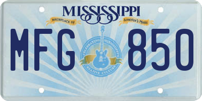 MS license plate MFG850