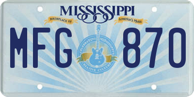 MS license plate MFG870