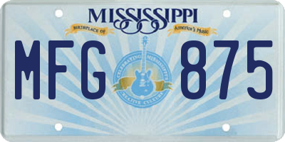 MS license plate MFG875