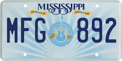 MS license plate MFG892