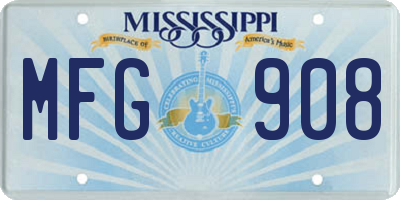 MS license plate MFG908