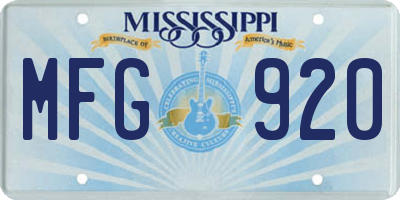MS license plate MFG920