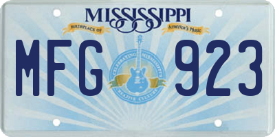 MS license plate MFG923