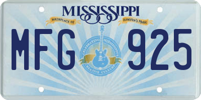 MS license plate MFG925