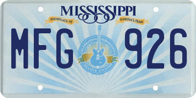 MS license plate MFG926