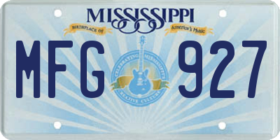 MS license plate MFG927