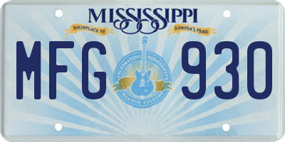 MS license plate MFG930