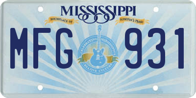 MS license plate MFG931