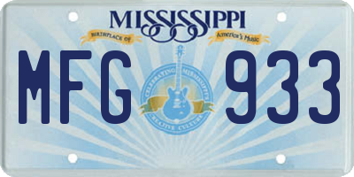 MS license plate MFG933