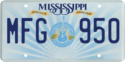 MS license plate MFG950