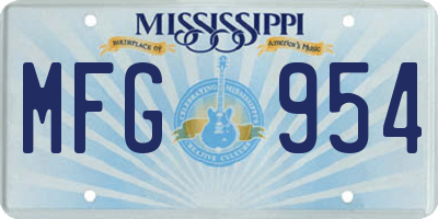 MS license plate MFG954