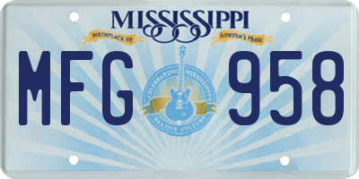 MS license plate MFG958