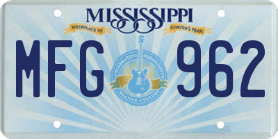 MS license plate MFG962
