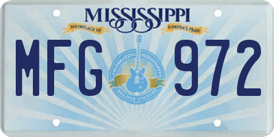 MS license plate MFG972