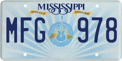 MS license plate MFG978