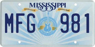 MS license plate MFG981