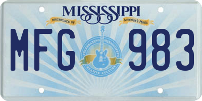 MS license plate MFG983