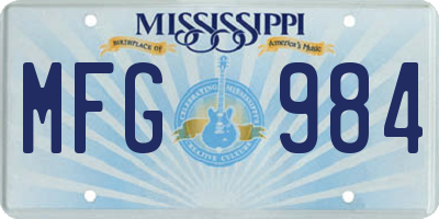 MS license plate MFG984