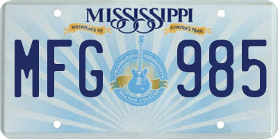 MS license plate MFG985