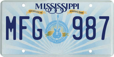 MS license plate MFG987